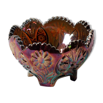 Carnival Glass Bowl / Iridescent Sunk Daisy Pattern / Eda Glasbruk / Sweden