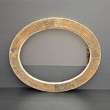 Cadre vide ovale doré ancien avec fleurs sculptées bois et stuc 63 x 53