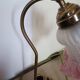 Lampe ancienne, de bureau , en opaline et laiton doré .