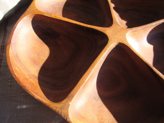 Wooden tray for aperitif, Scandinavian style, vintage