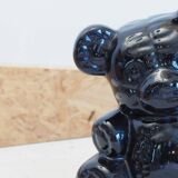 Ceramic bear lamp with vintage amber globe