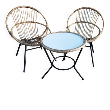 Vintage rattan lounge set