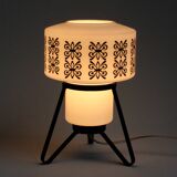 Vintage bedside lamp in opaline and lacquered metal.