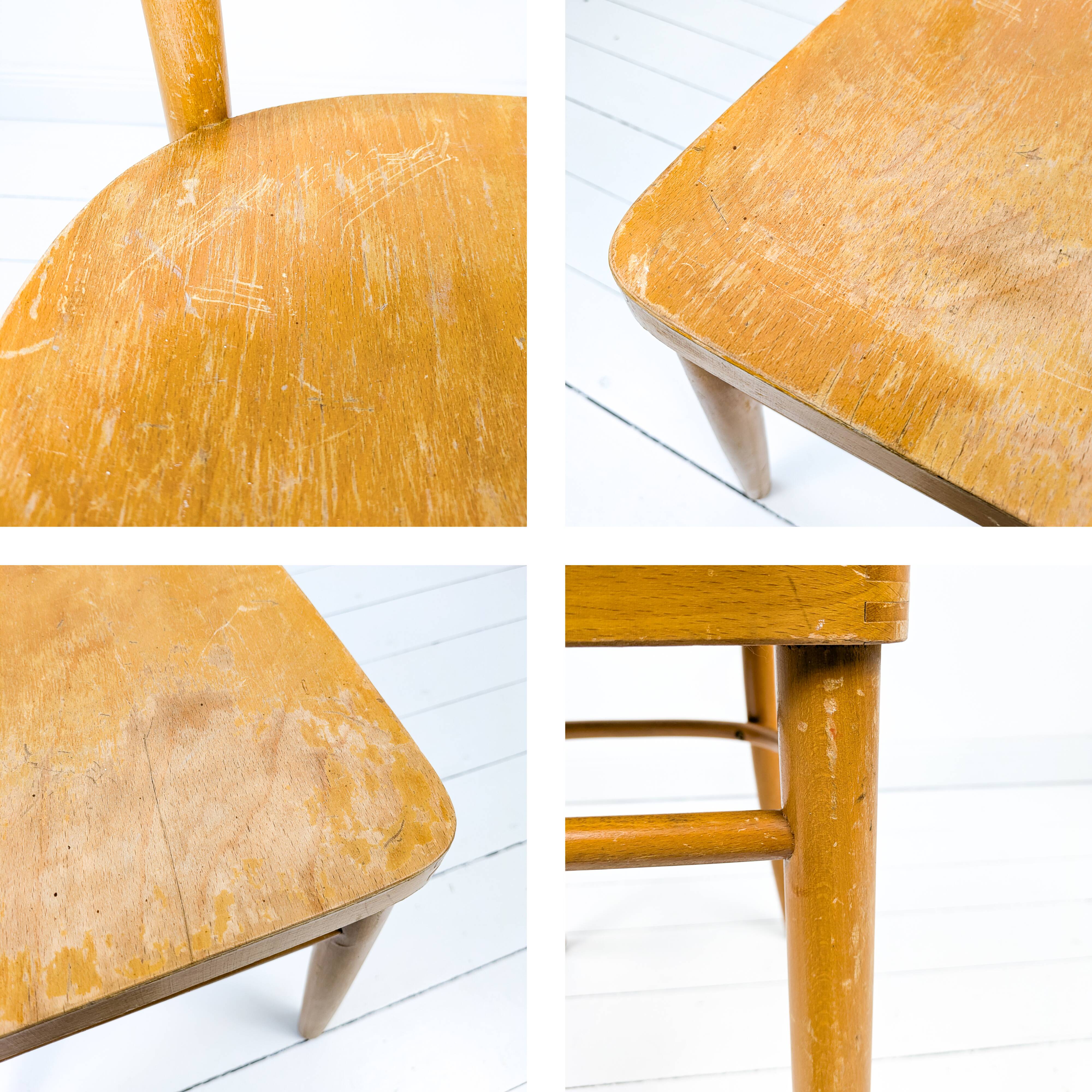 Chaise vintage Frankfurter en bois Mid-Century design rétro classique pour