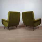 Vintage velvet armchairs 1950 by Gigi Radice Italy