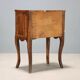 Antique baroque bedside table in walnut, olive wood, Italy, 18th century.