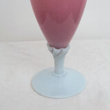 Vase rose pied verre de lait torsadé