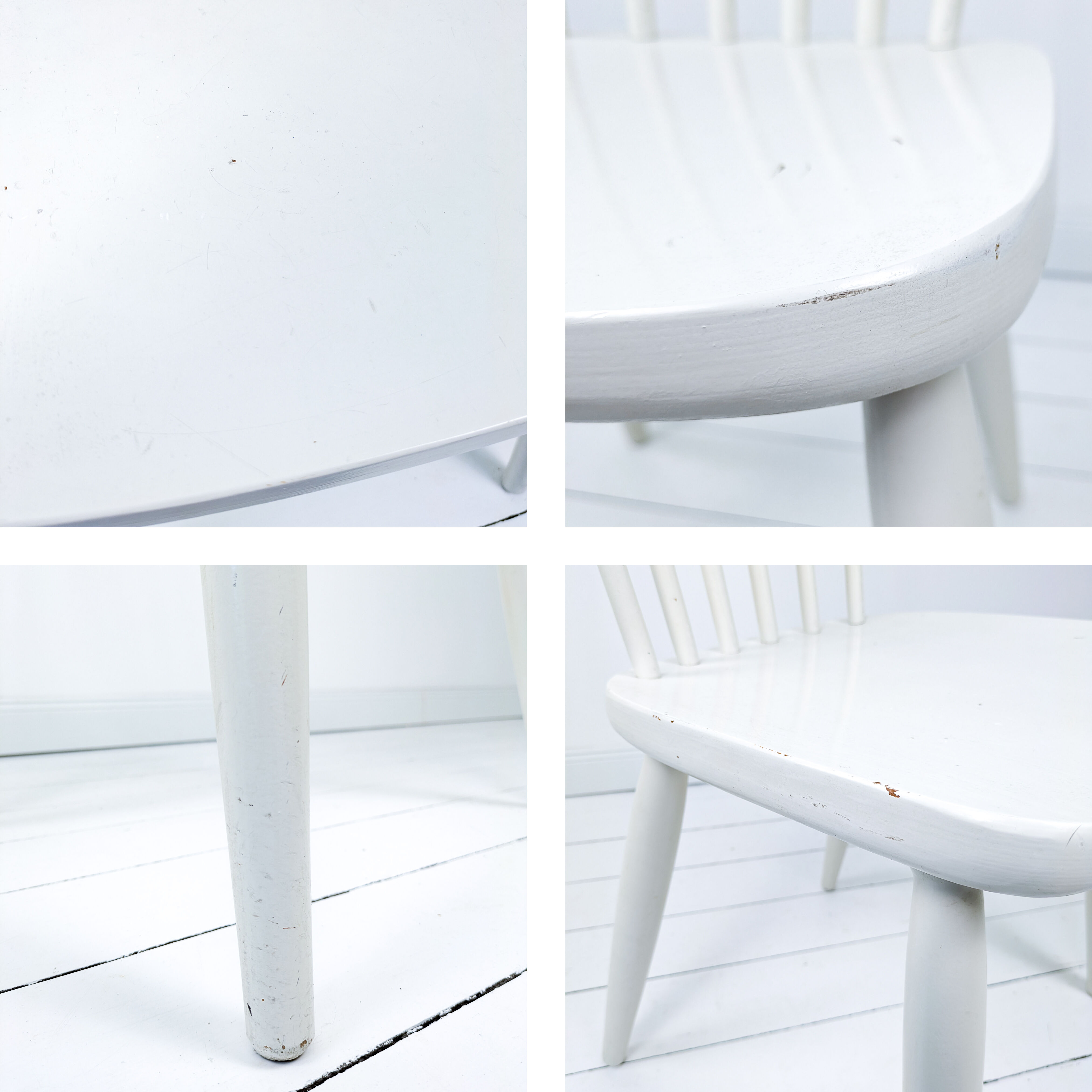 Chaise vintage blanche en bois