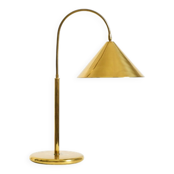 Grande lampe de table en laiton d'origine avec un abat-jour conique, style Mid-Century Modern