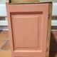 wood and marble bedside table revamped in terracotta