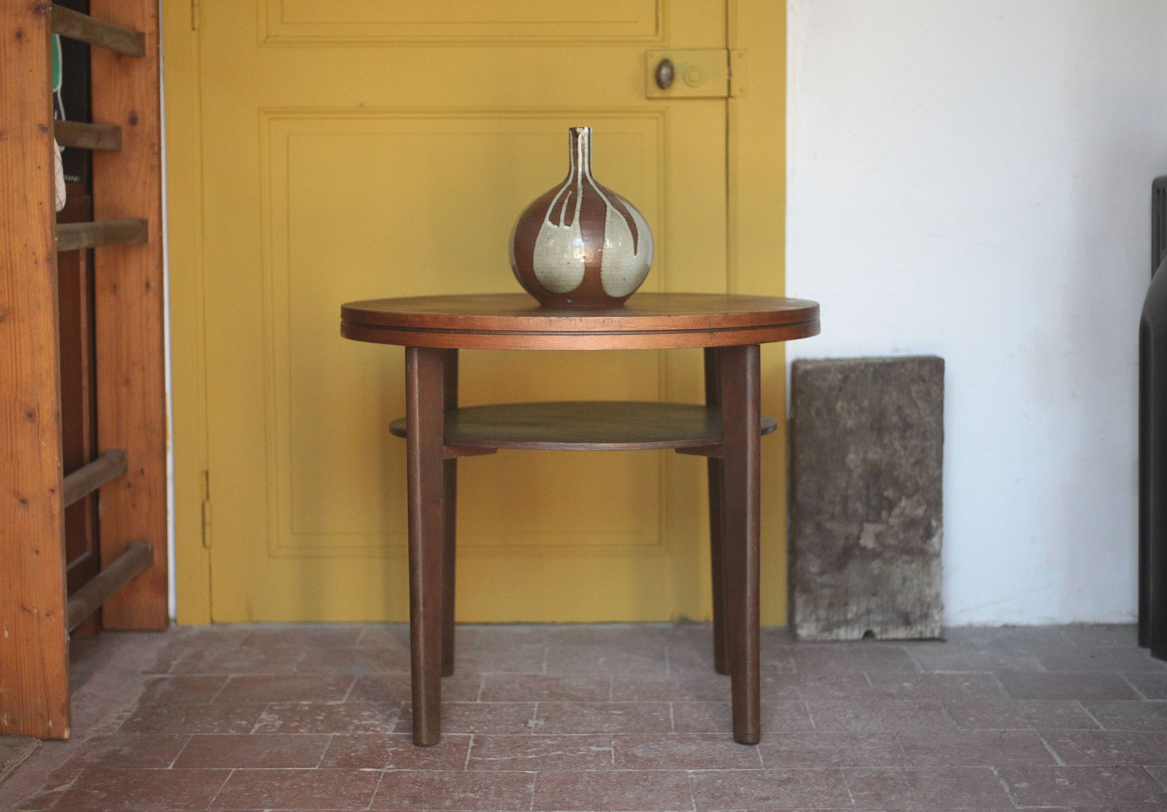 Vintage table, wooden table, two-tier table, living room table, side table.