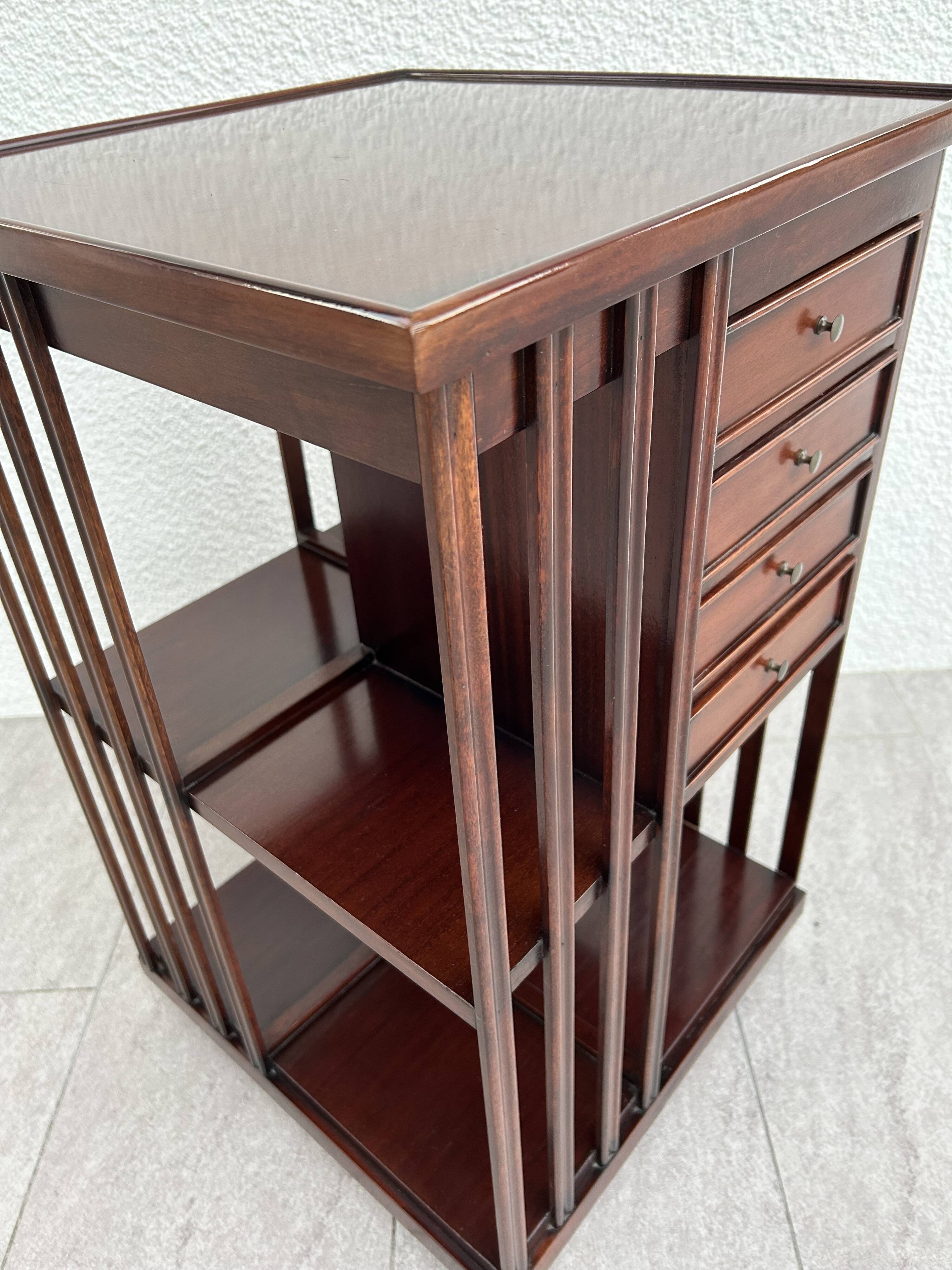 Mahogany rotating bookcase
