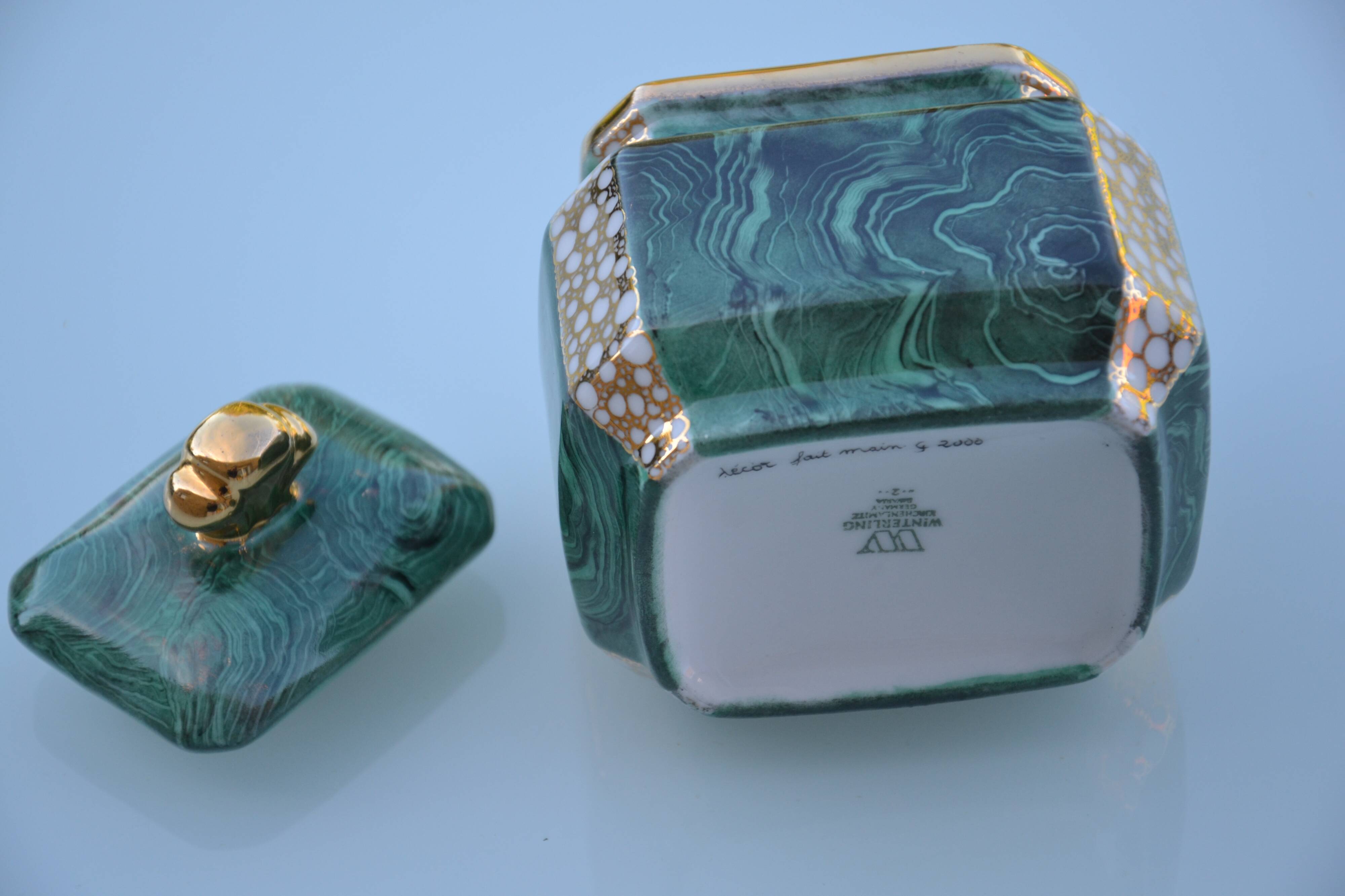 Winterling Germany malachite and gold candy box
