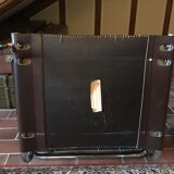 Leather and steel armchairs