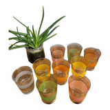 Set of 9 gilded granite glasses