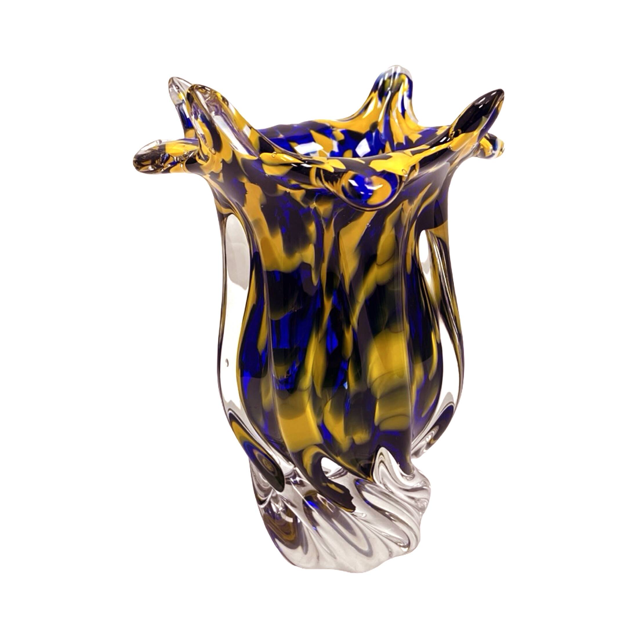 Vase en verre d'art vintage Chřibská Sklárna Josef Hospodka des années 1960/1970.