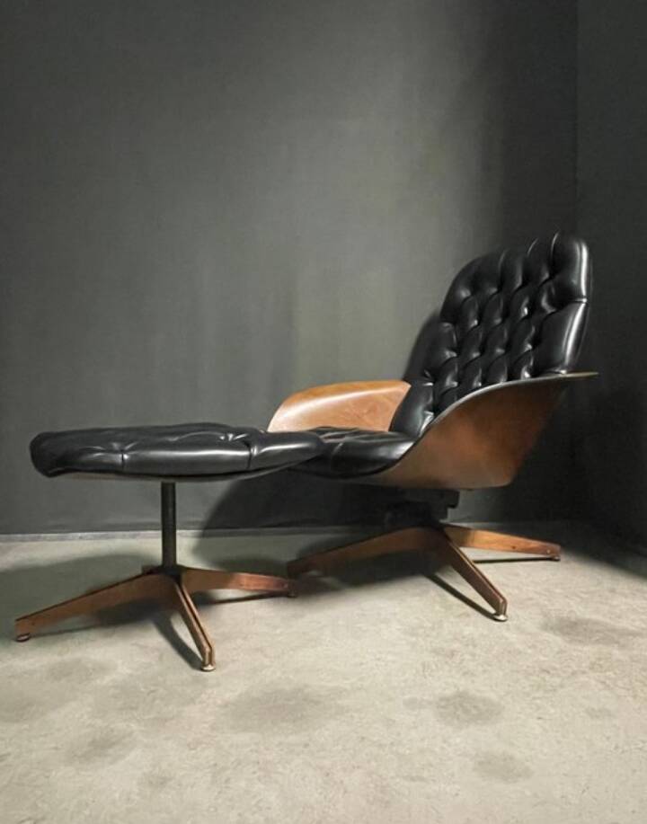 Iconic "Mr. Chair" Armchair & Ottoman – George Mulhauser for Plycra