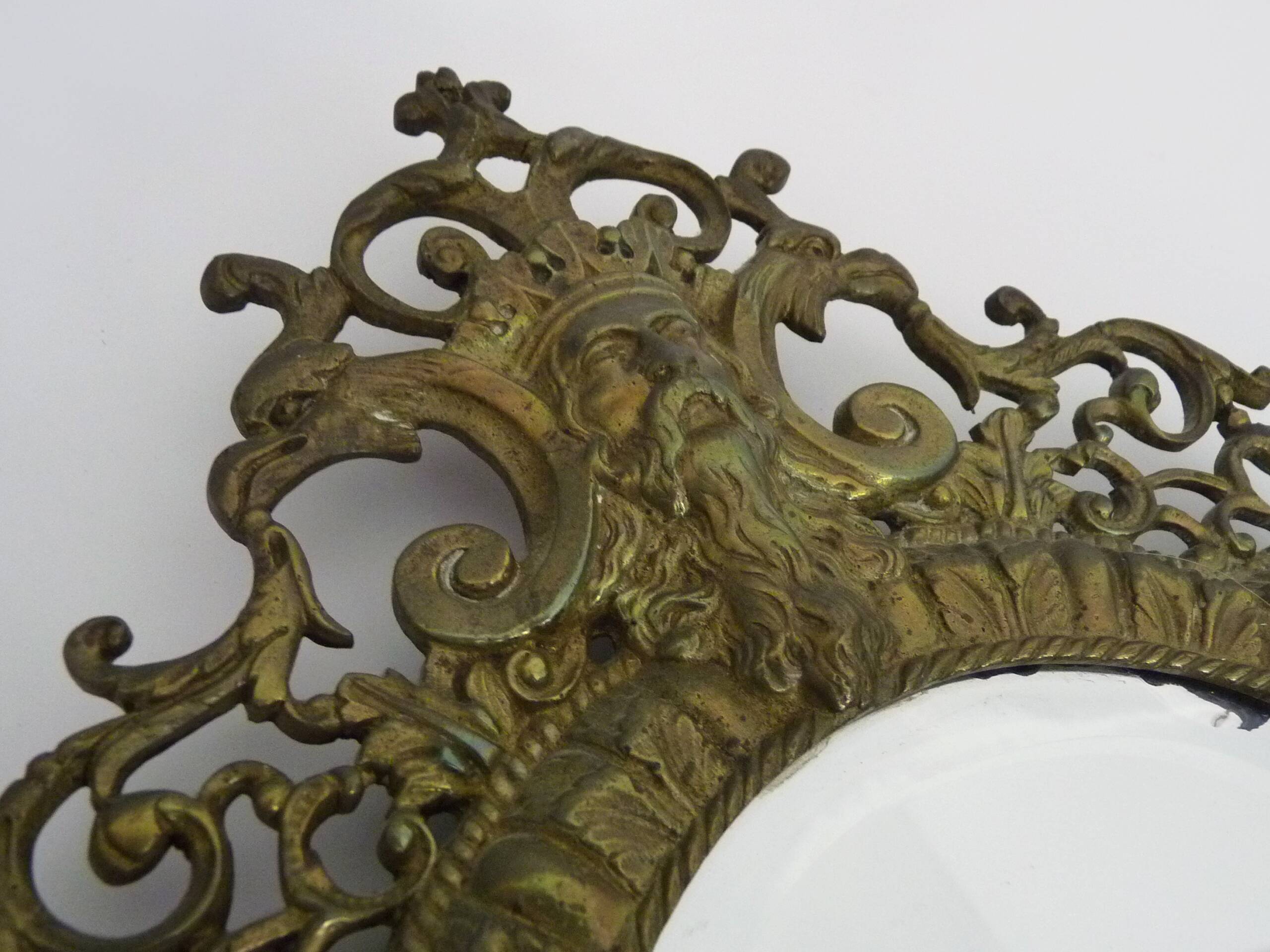 Pair of 3-light beveled mirror wall lights in Napoleon style, gilded bronze