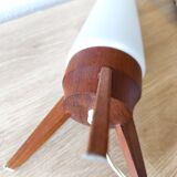 Rocket lamp, teak and opaline, 1950s