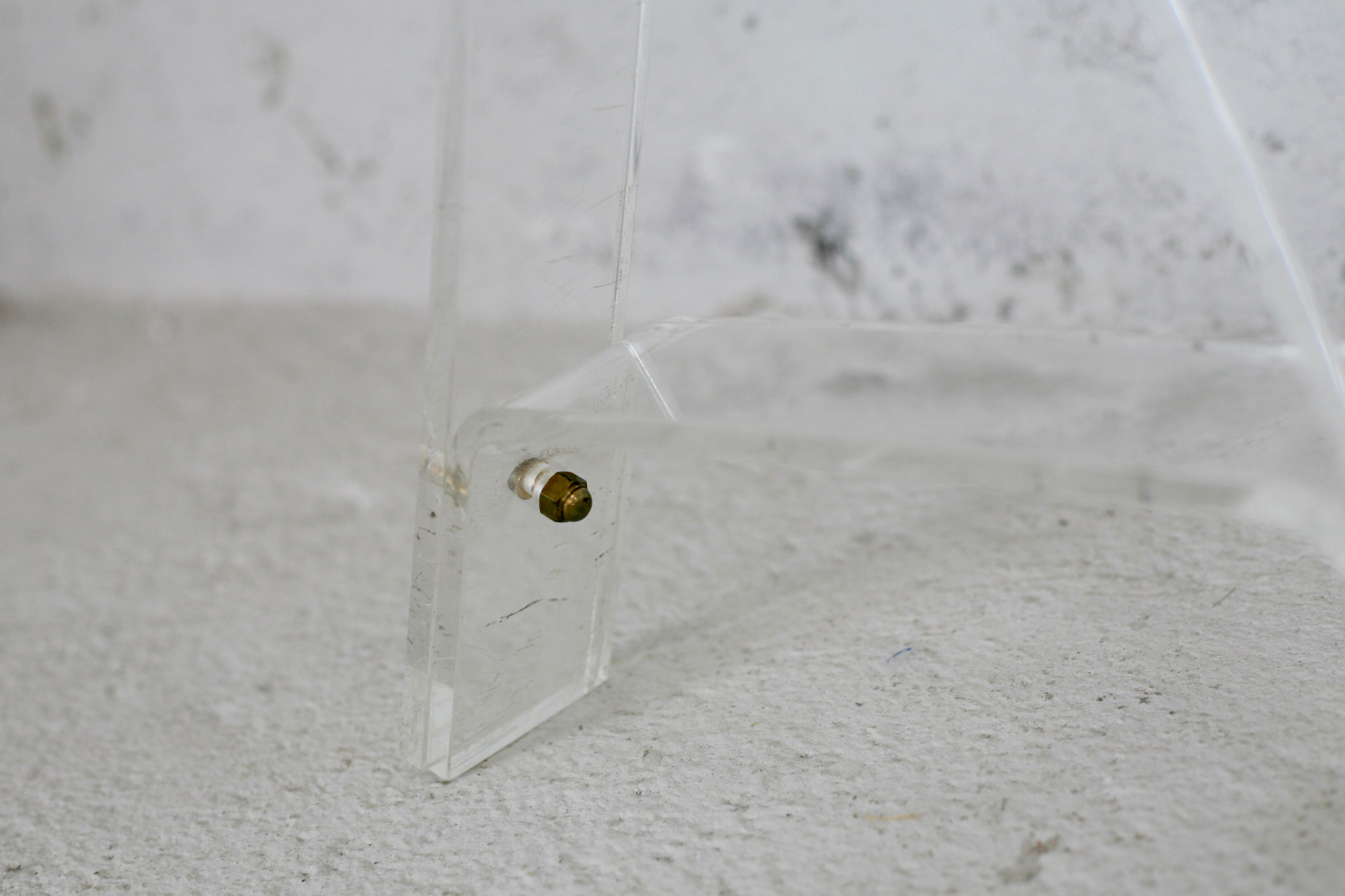 Office Plexiglas trestles, glass tray rounded edges, France, circa 1970