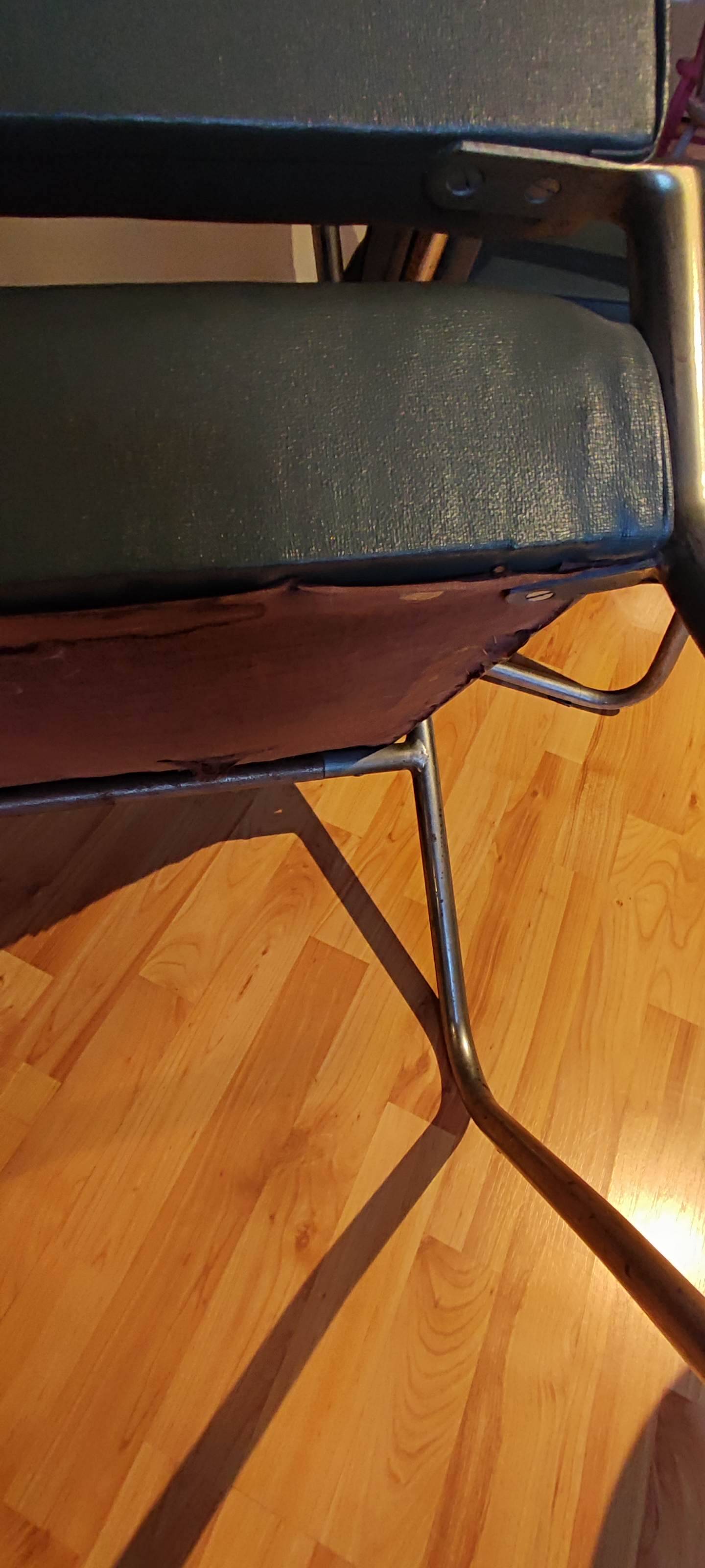Green Skaï Armchairs Type Ronéo by Pullman from the 1950s