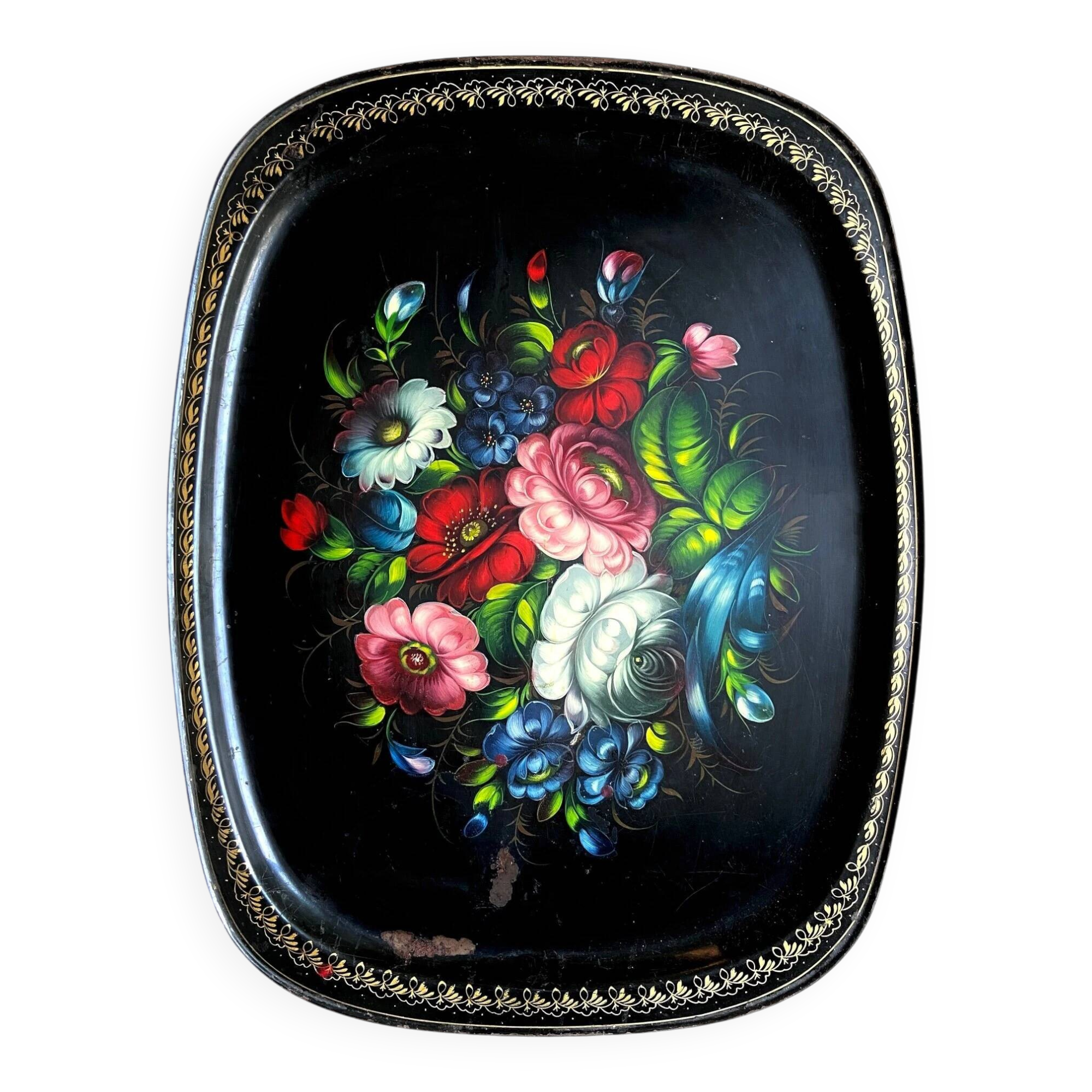 Jostovo hand-painted metal serving tray