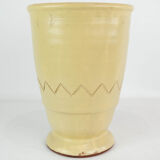 Ceramic vase with light glaze and simpel pattern of unknown Danish artist, 1960s