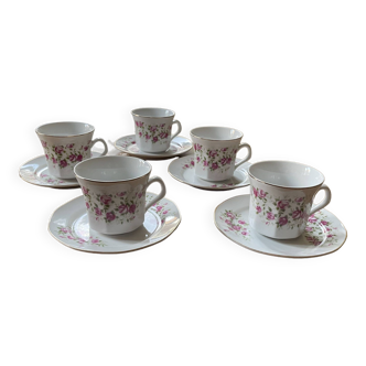 Old coffee cup service, porcelain, rose pattern