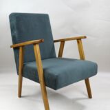Set of 2 grey velvet armchairs, 1970s