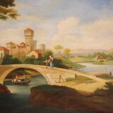 Great landscape painting with figures from the 20th century