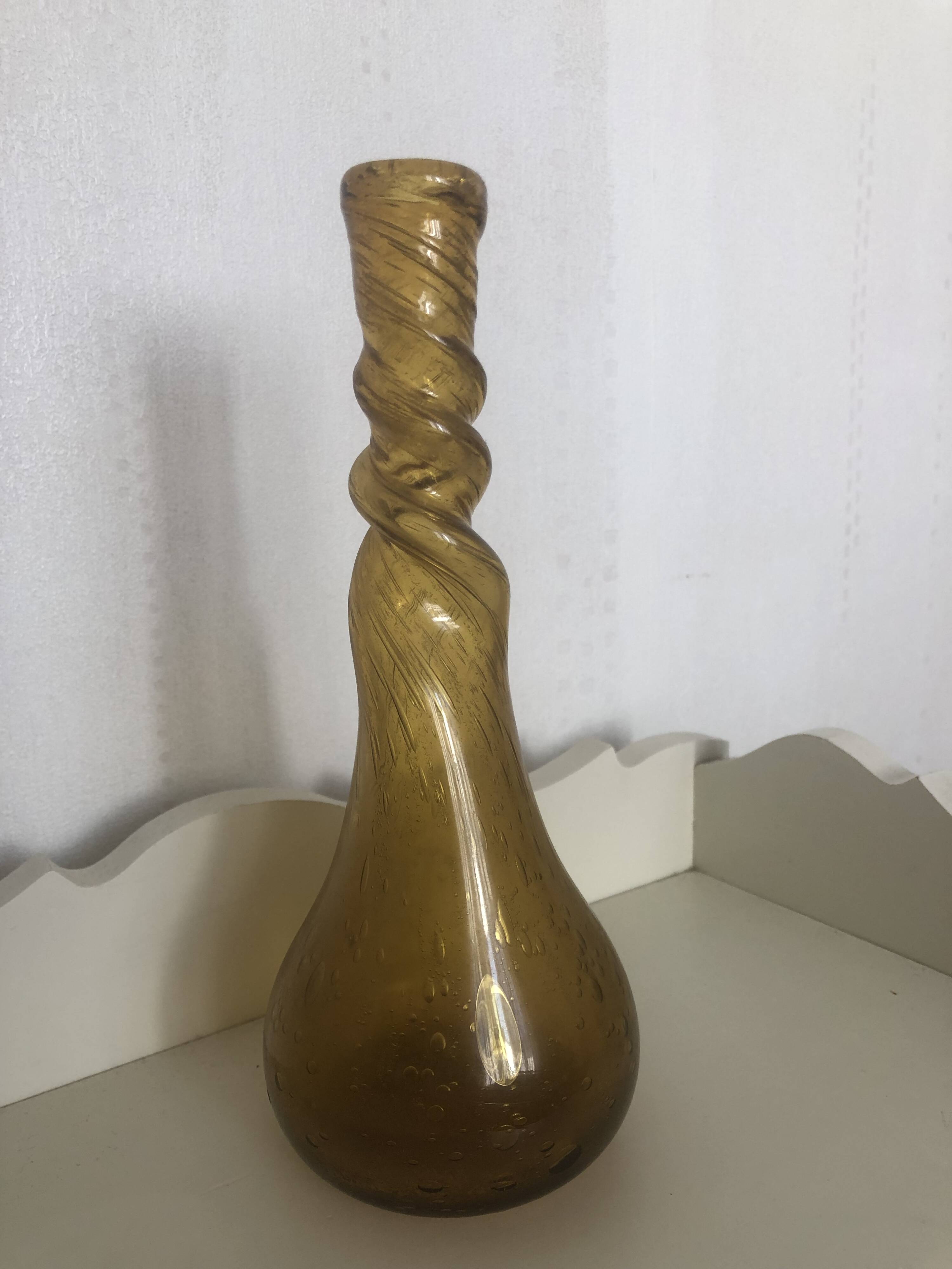 Vase soliflore en verre bullé