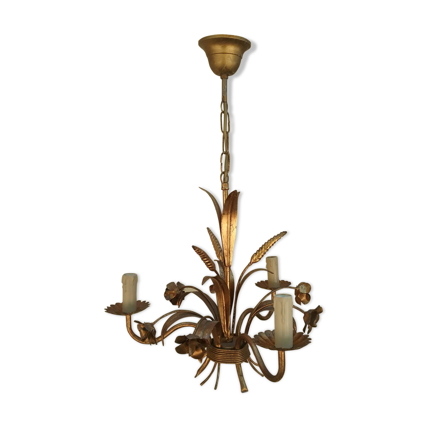 Golden metal ears of wheat chandelier