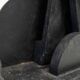 Black brutalist wooden sculpture