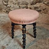 Tabouret Napoléon III ancien – XIXe siècle – Bois laqué noir, décor doré