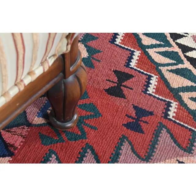 1970s Turkish Oushak Handmade Wool Cotton Orange Runner Rug 93x305