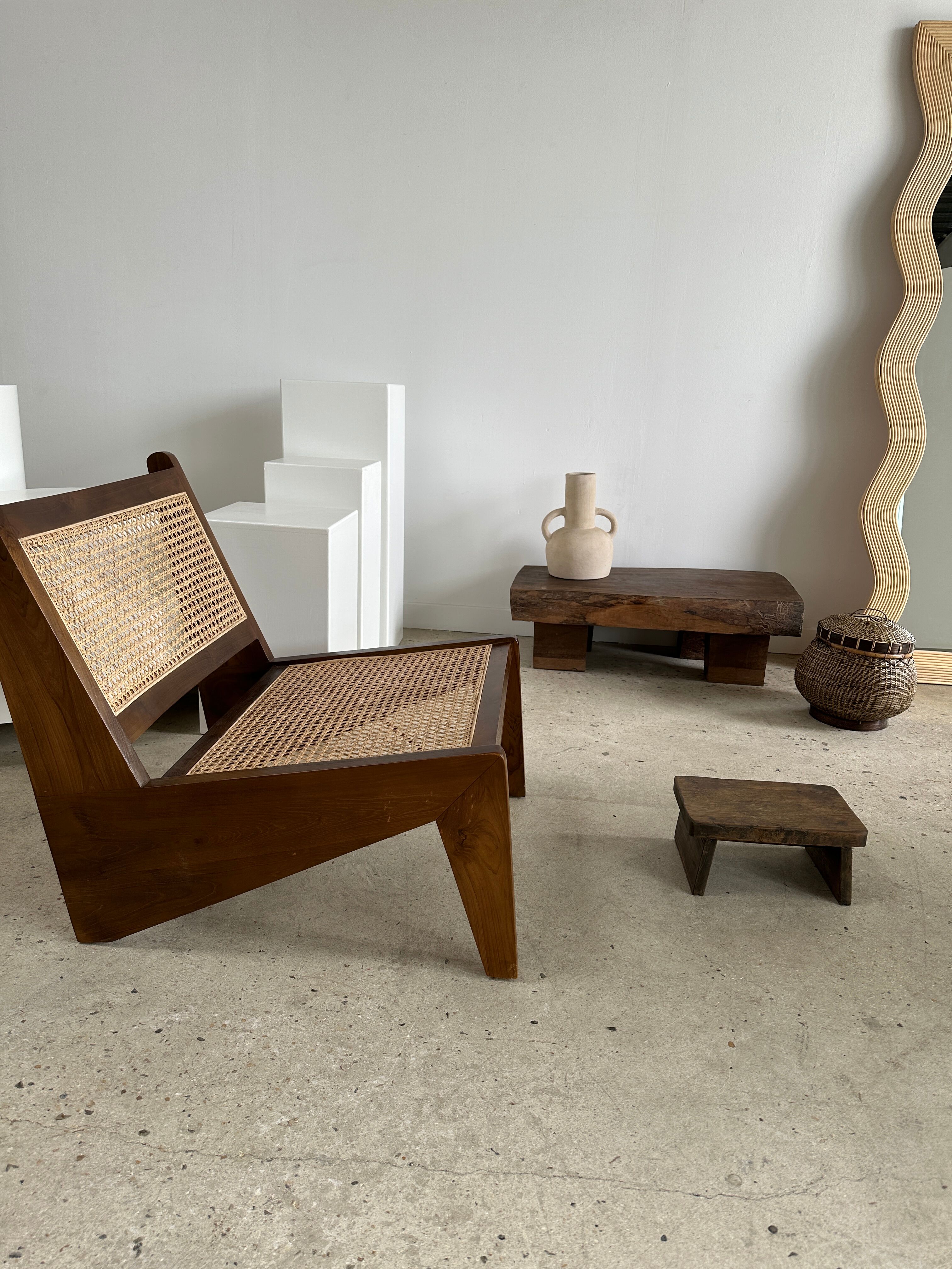 Asian solid wood quadripod brutalist coffee table H30 L81 l42