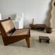 Asian solid wood quadripod brutalist coffee table H30 L81 l42