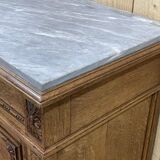 Louis XVI style oak server with marble top