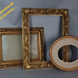 Old oval frame and glass foliage 40x30 cm wood stucco gilding gold leaf SB