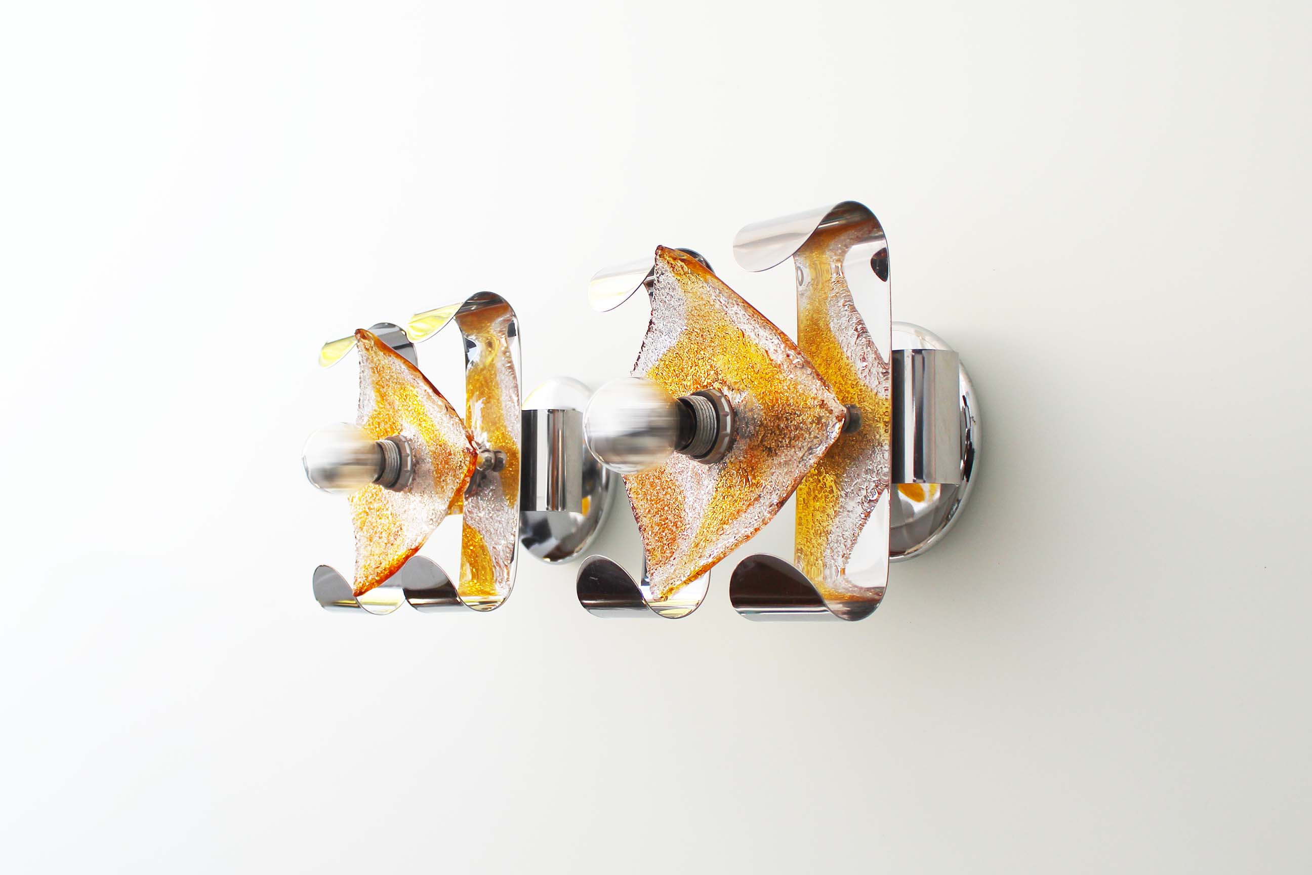 Pair of 1970's Murano Glass Wall Sconces by AV Mazzega