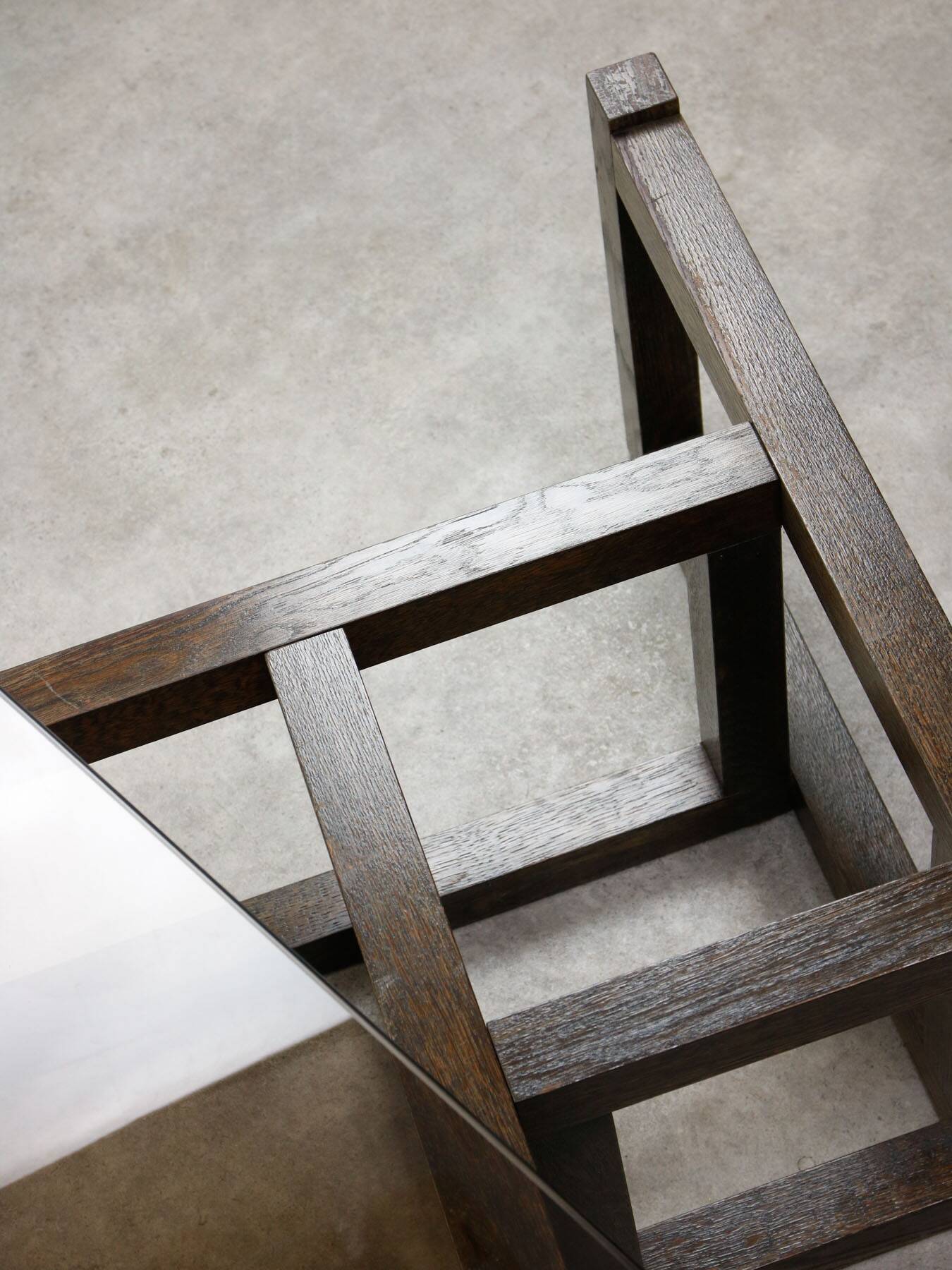 Italian Wooden & Smoked Glass Coffee Table, 60s