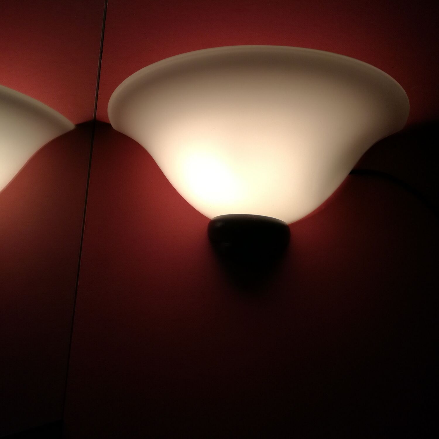 2 opal glass half bell sconces