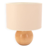 Wooden ball lamp, beige lampshade, 1970s