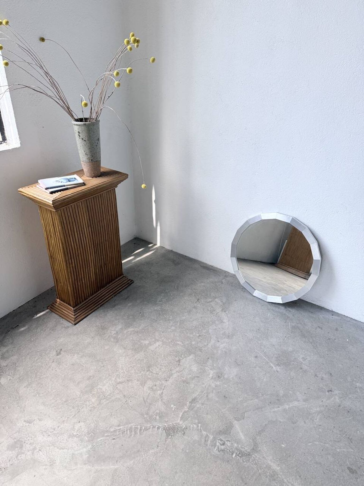 Miroir hexagonal métal brossé 1970