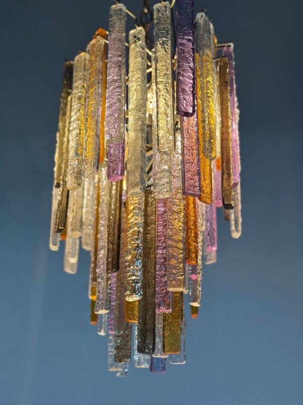 Lustre vénitien de forme ovale en verre de Murano, vers 1950, Venini