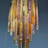 Oval-shaped Venetian chandelier in Murano glass, circa 1950, Venini