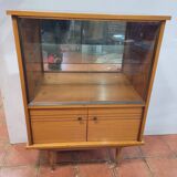 Vintage oak display cabinet from the 60s