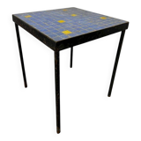 Table d'appoint vintage en mosaïque bleue / table à plantes