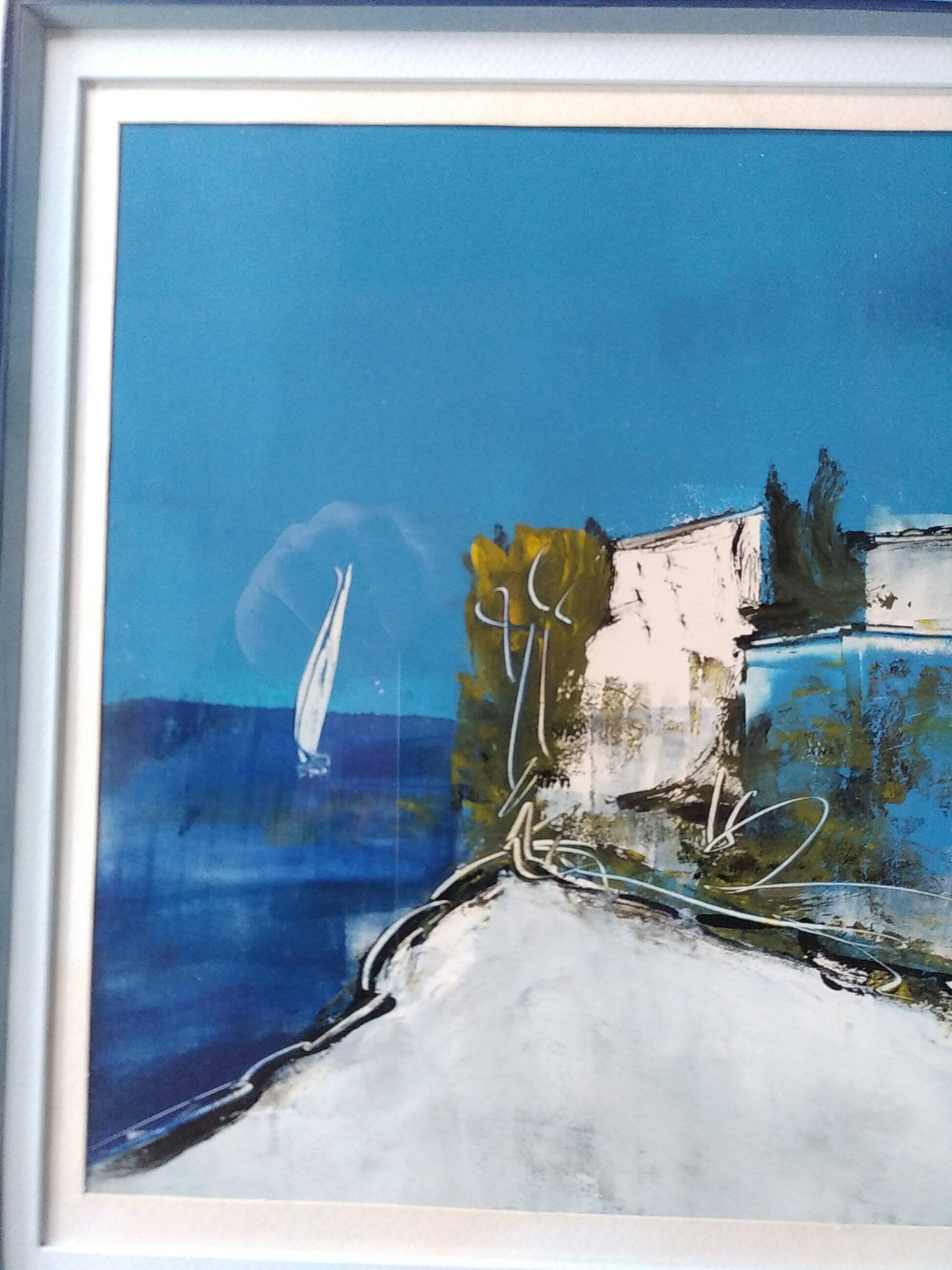 Oil painting . mediterranean landscape. sign .