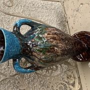 Vase amphore en barbotine, céramique émaillée de style vallauris vintage